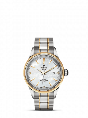 Tudor Style 28 Stainless Steel Yellow Gold MOP-Diamond Bracelet