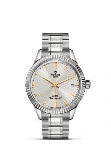 Tudor Style 34 Stainless Steel Fluted Silver Bracelet