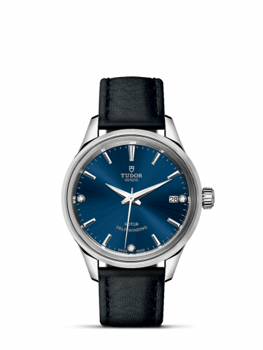 Tudor Style 34 Stainless Steel Blue-Diamond Strap