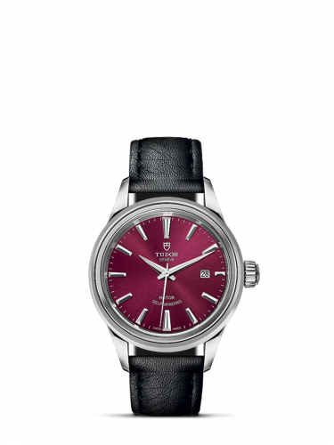 Tudor Style 28 Stainless Steel Burgundy Strap