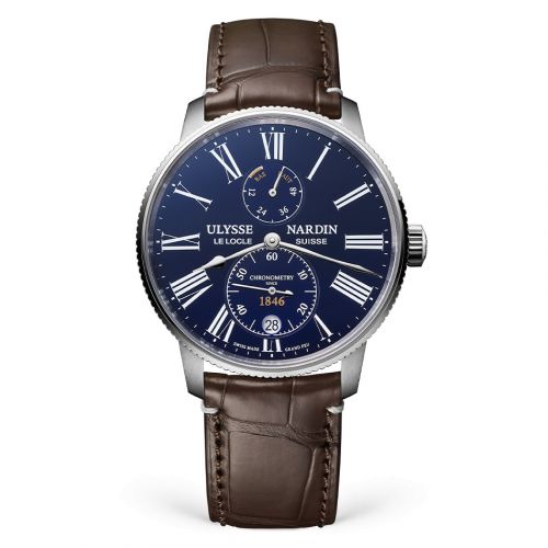 Ulysse Nardin Marine Torpilleur Stainless Steel Blue Enamel Alligator