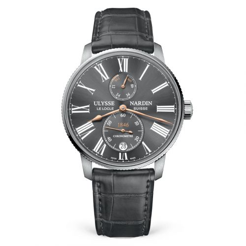 Ulysse Nardin Marine Torpilleur Stainless Steel Grey Alligator