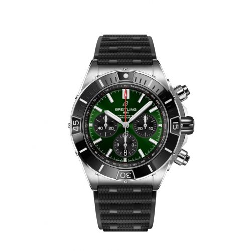 Breitling Super Chronomat B01 44 Stainless Steel Green Rubber Rouleaux
