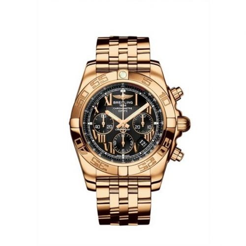 Breitling Chronomat 44 Rose Gold Onyx Black Roman Bracelet
