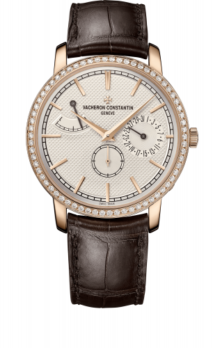 Vacheron Constantin Traditionnelle Manual-Winding Date and Power Reserve Pink Gold Diamond Silver
