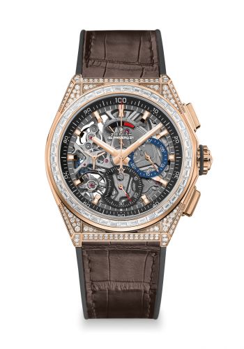 Zenith Defy El Primero 21 Rose Gold Diamond Skeleton Alligator