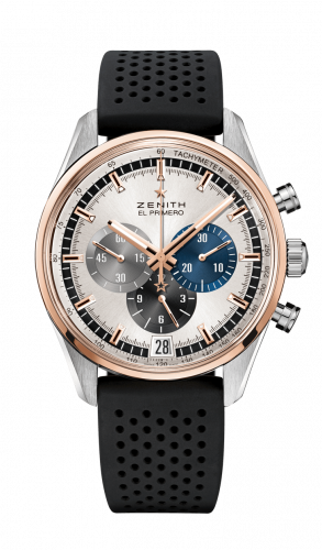 Zenith El Primero Chronomaster 42 Stainless Steel Rose Gold Silver Rubber