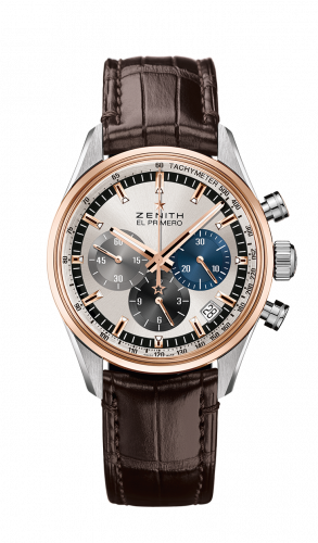 Zenith El Primero Chronomaster 38 Stainless Steel Rose Gold Silver Alligator