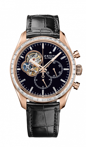 Zenith El Primero Chronomaster Open Rose Gold Diamond Black Alligator