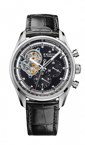 Zenith El Primero Chronomaster Open Stainless Steel Black Alligator