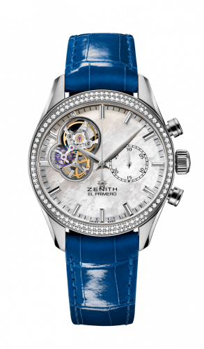 Zenith El Primero Chronomaster Lady 38 Stainless Steel Diamond Mother of Pearl Alligator