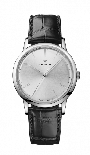 Zenith Elite Classic Stainless Steel Silver Alligator