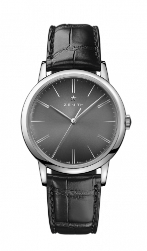 Zenith Elite Classic Stainless Steel Black Alligator