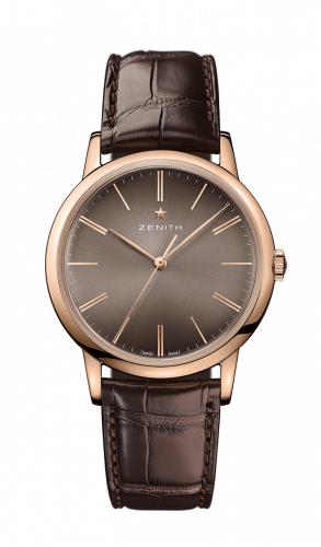 Zenith Elite Classic Rose Gold Brown Alligator