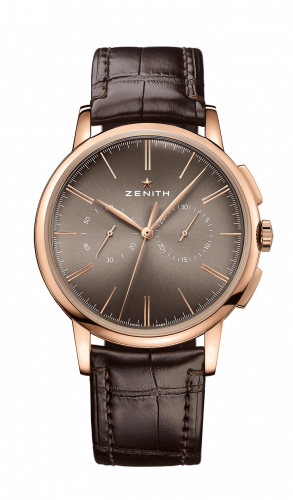 Zenith Elite Chronograph Classic Rose Gold Grey Alligator