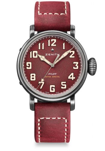 Zenith Pilot Type 20 Extra Special 40 Aged Stainless Steel Burgundy