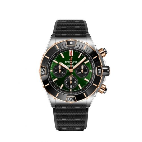Breitling Super Chronomat B01 44 Stainless Steel - Red Gold Green Rubber Rouleaux