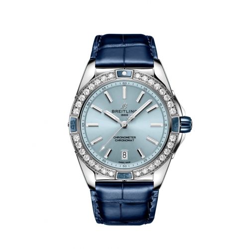 Breitling Super Chronomat 38 Stainless Steel Ice Blue Alligator