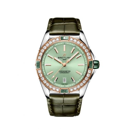 Breitling Super Chronomat 38 Stainless Steel - Red Gold Pink Alligator