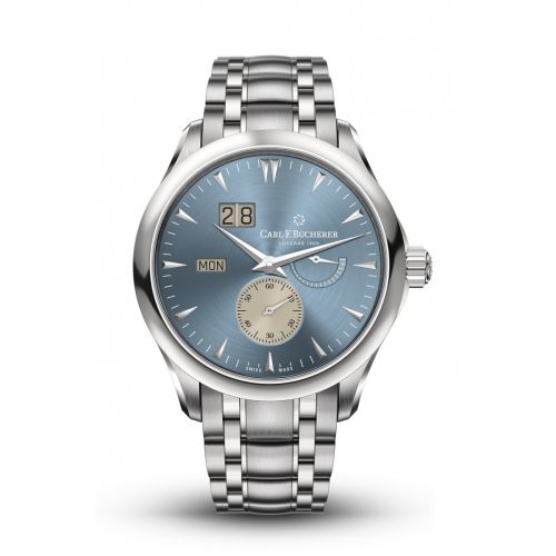 Carl F. Bucherer Manero Peripheral BigDate Stainless Steel Light Blue Bracelet