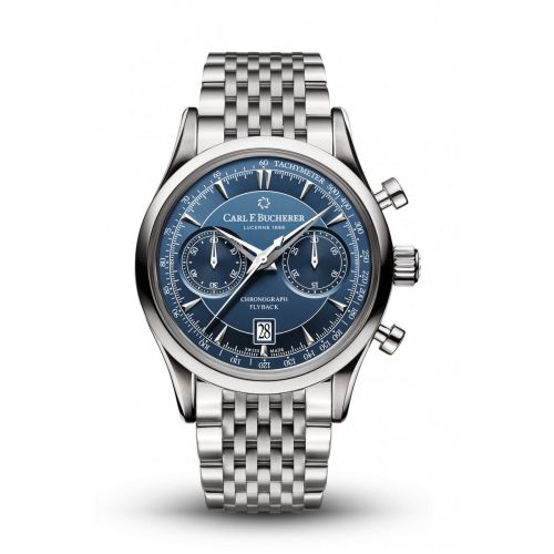 Carl F. Bucherer Manero Flyback Stainless Steel Blue Bracelet