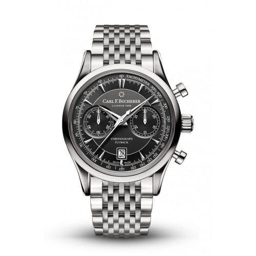Carl F. Bucherer Manero Flyback Stainless Steel Black Bracelet