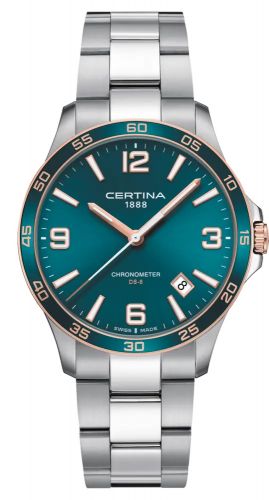 Certina DS-8 Chronometer 41.5 Stainless Steel - Rose Gold Green Bracelet