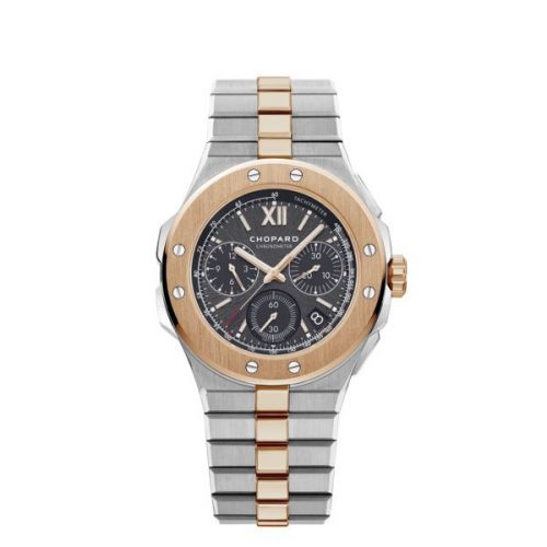 Chopard Alpine Eagle XL Chronograph Stainless Steel Rose Gold Black Bracelet