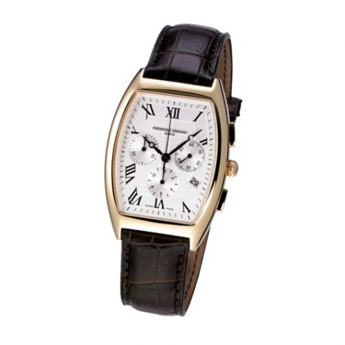 Frederique Constant Art Deco Tonneau Chrono Quartz Yellow Gold Silver