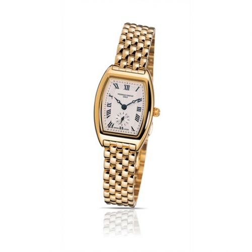 Frederique Constant Art Deco Tonneau Small Second Yellow Gold Silver Bracelet