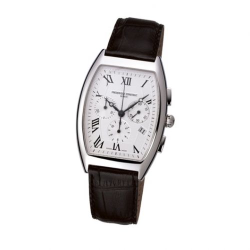 Frederique Constant Art Deco Tonneau Chrono Quartz Stainless Steel Silver