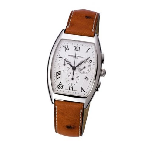 Frederique Constant Art Deco Tonneau Chrono Quartz Stainless Steel Silver