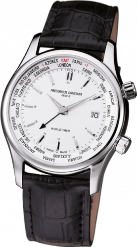 Frederique Constant Index Worldtimer Quartz Stainless Steel Silver