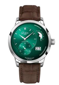 Glashütte Original PanoMatic Lunar Stainless Steel Green Alligator Folding
