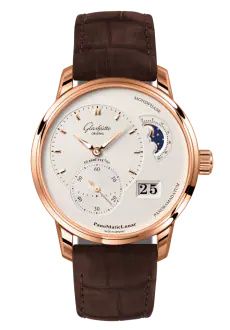 Glashütte Original PanoMatic Lunar Red Gold Silver Alligator Folding