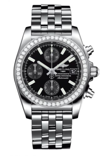 Breitling Chronomat 38 SleekT Stainless Steel Diamond Black Bracelet