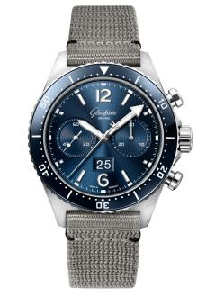Glashütte Original SeaQ Chronograph Stainless Steel Blue Textile Pin