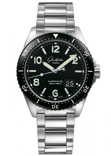 Glashütte Original SeaQ Panorama Date Stainless Steel Black Bracelet