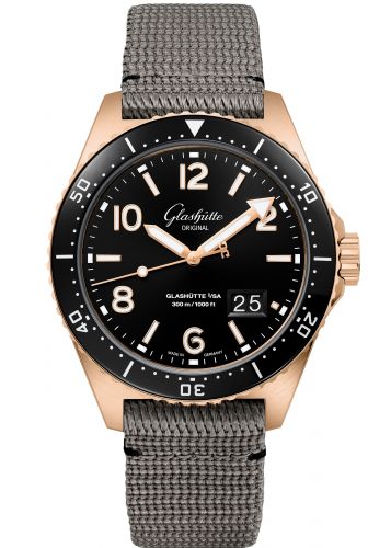 Glashütte Original SeaQ Panorama Date Red Gold Black Textile Folding