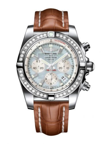 Breitling Chronomat 44 Stainless Steel Diamond Gray Pearl Croco