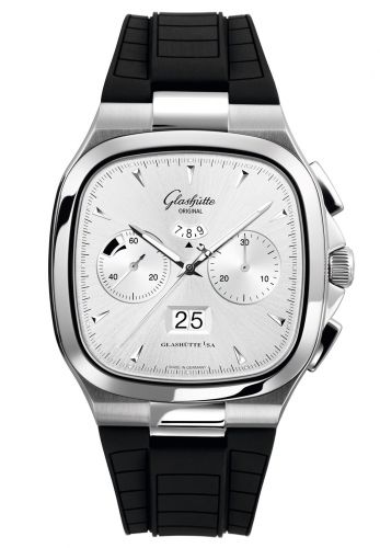Glashütte Original Seventies Chronograph Panorama Date Silver Rubber Folding