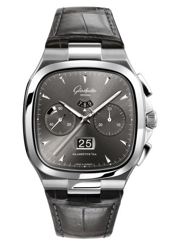 Glashütte Original Seventies Chronograph Panorama Date Ruthenium Alligator Folding