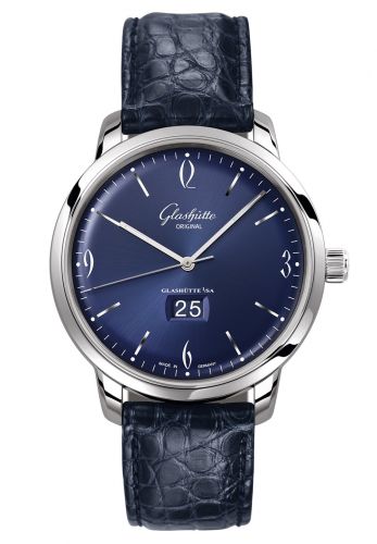 Glashütte Original Sixties Panorama Date Stainless Steel Blue Alligator Pin