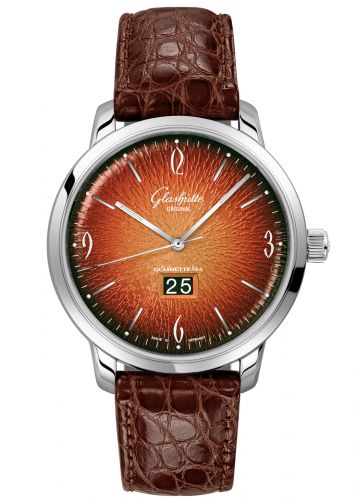 Glashütte Original Sixties Panorama Date Stainless Steel Orange Alligator Pin Annual Edition