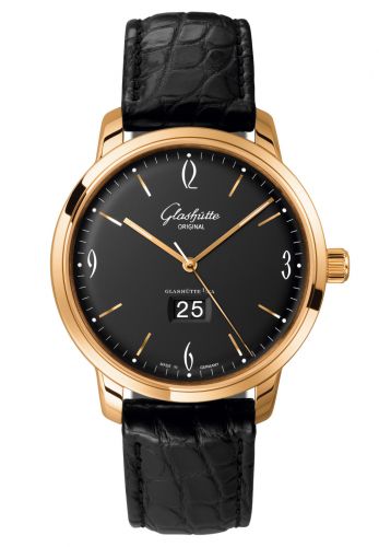 Glashütte Original Sixties Panorama Date Rose Gold Black Alligator Pin