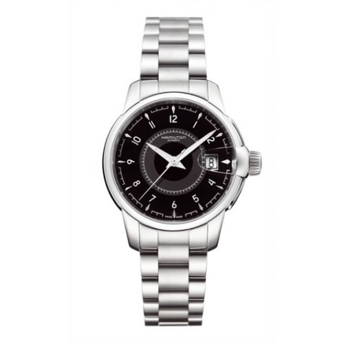 Hamilton Railroad 38 Auto Stainless Steel Black Bracelet