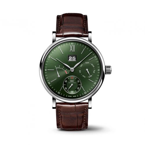 IWC Portofino Hand-Wound Day & Date Stainless Steel Green