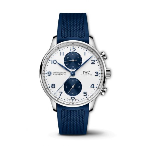 IWC Portugieser Chronograph Stainless Steel Silver - Blue Rubber
