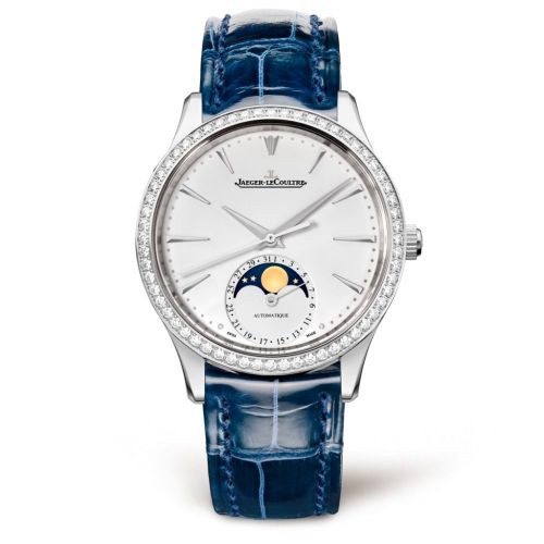 Jaeger-LeCoultre Master Ultra Thin Moon 34 Stainless Steel Diamond Silver Alligator