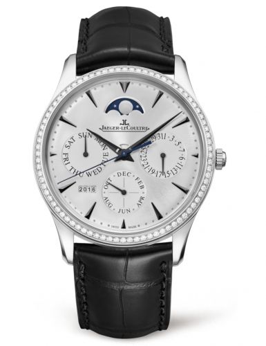Jaeger-LeCoultre Master Ultra Thin Perpetual White Gold Diamond Silver Alligator